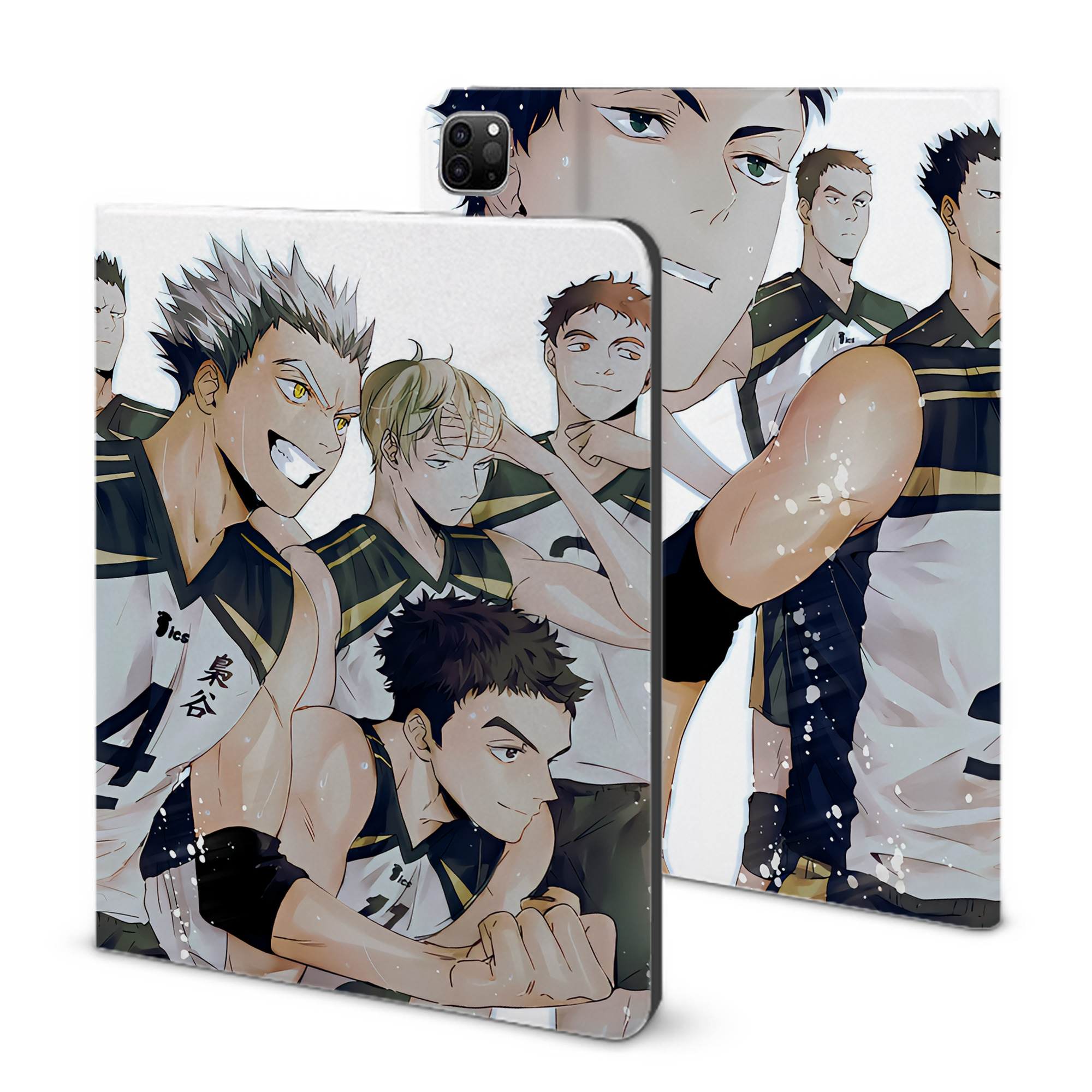（画像用） ハイキュー!! Haikyu!! IPad ケース ブック型 PUレザー TPU 耐衝撃 軽量 薄型 ペン収納なし 全面保護 IPad 各モデル対応